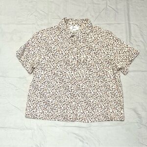 Japra M White Cropped Printed Button Up Shirt